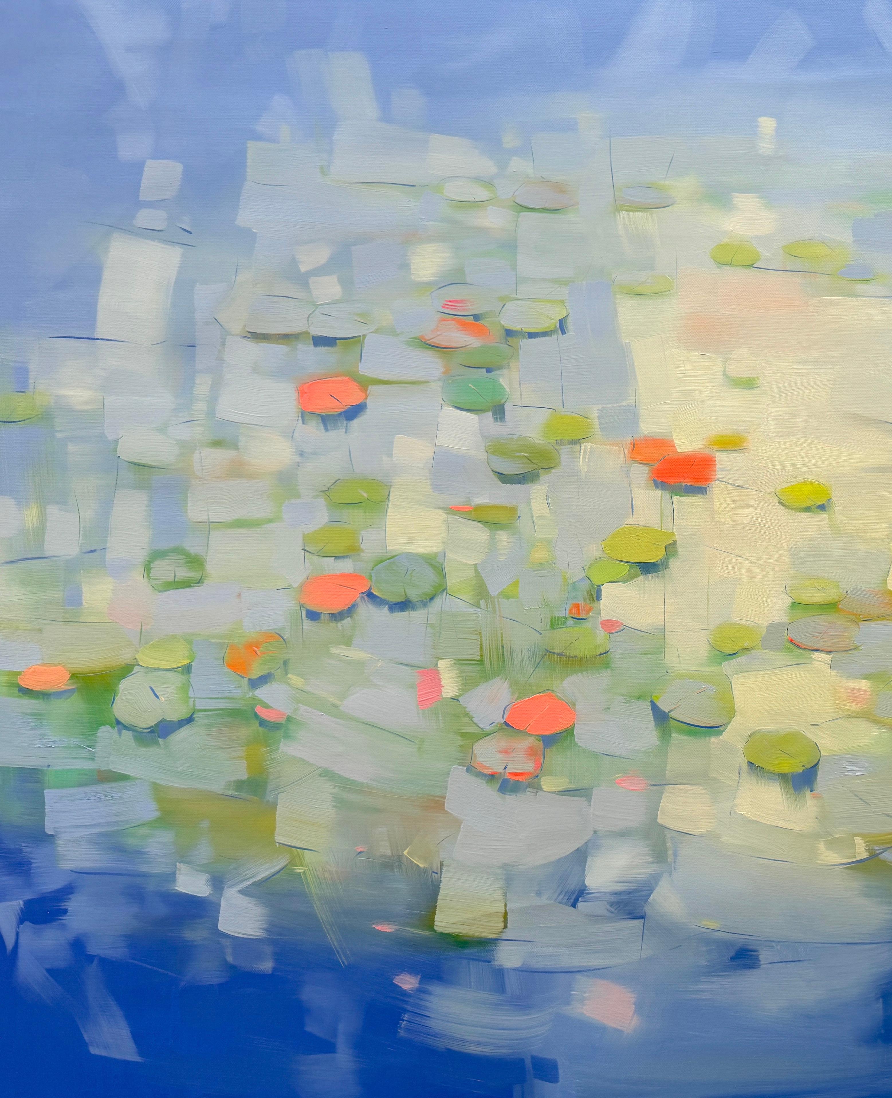 Nenúfares, impresionismo Gran cuadro al óleo original, listo para colgar - Painting de Vahe Yeremyan