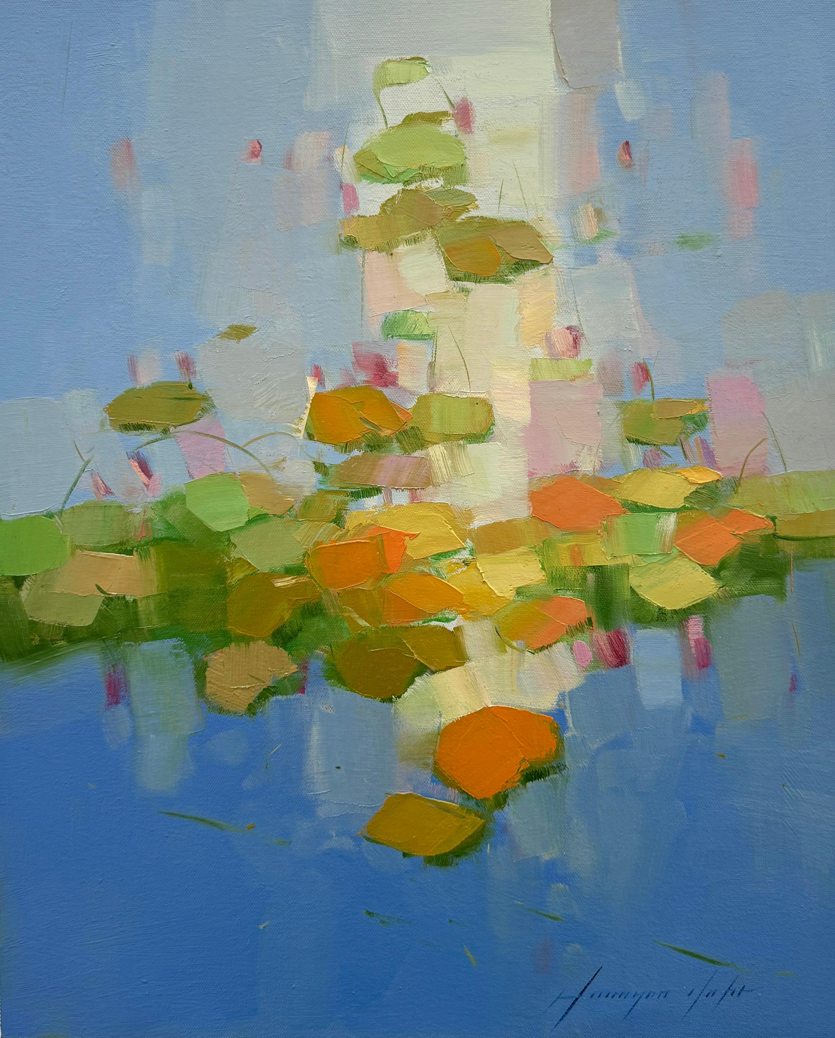 Landscape Painting di Vahe Yeremyan - Ninfee, Impressionismo Pittura ad olio originale, pronta da appendere