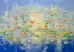 Waterlilies, impressionism Large Original oil Painting, Ready to Hang