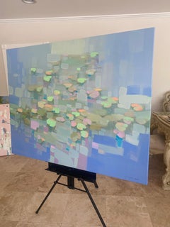 Waterlilies in Pearl Abstract Art Large size Original oil Painting Ready to Hang
