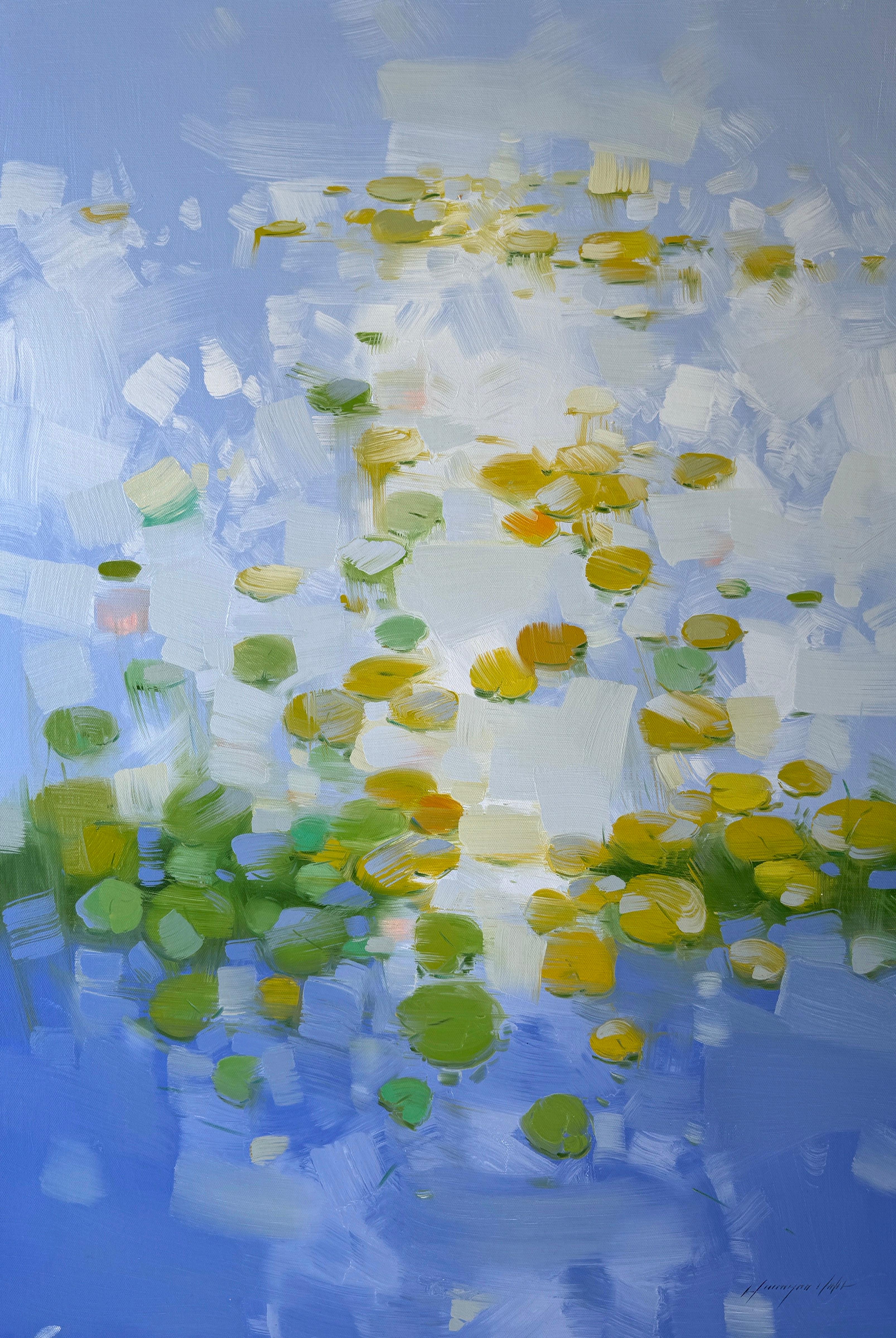 Landscape Painting di Vahe Yeremyan - Ninfee, Pittura ad olio originale, pronta da appendere