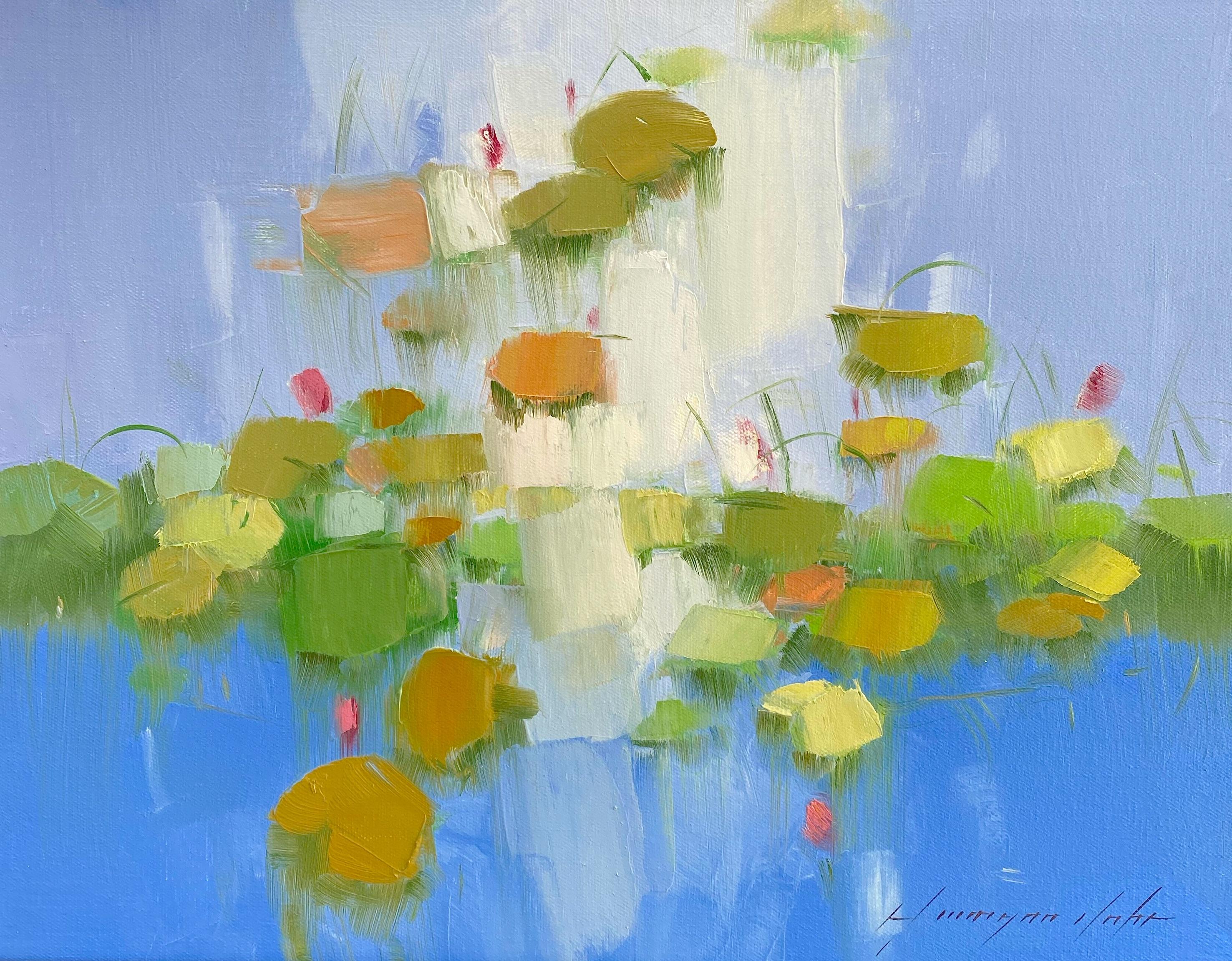 Vahe Yeremyan Landscape Painting - Waterlilies, Original oil Painting, Ready to Hang