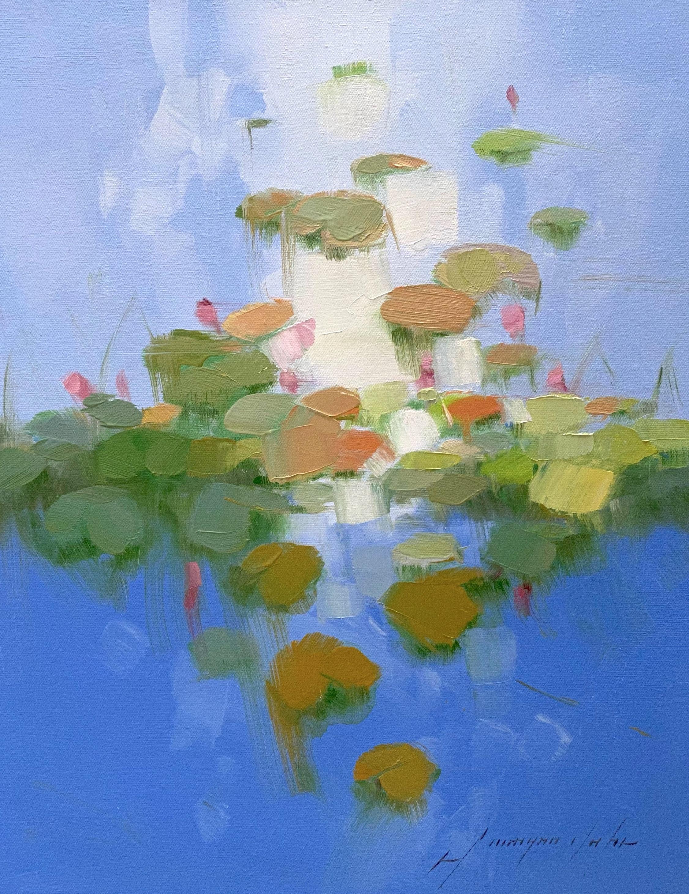 Waterlilies Pond, Original oil Painting, Ready to Hang