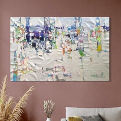 Memoria Blanca Arte Abstracto Pintura al Óleo Original, Lista para Colgar