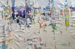 Memoria Blanca Arte Abstracto Pintura al Óleo Original, Lista para Colgar