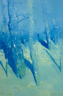 White Night, Landscape impressionism Original oil Painting, Ready to Hang