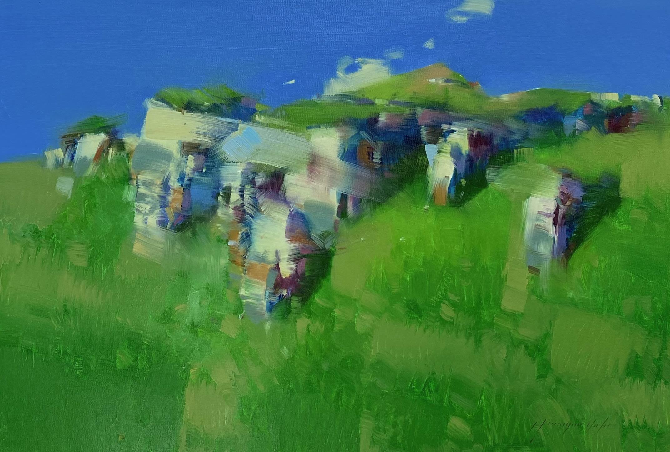 Landscape Painting di Vahe Yeremyan - Rocce bianche, Paesaggio estivo, Pittura a olio originale, pronta da appendere
