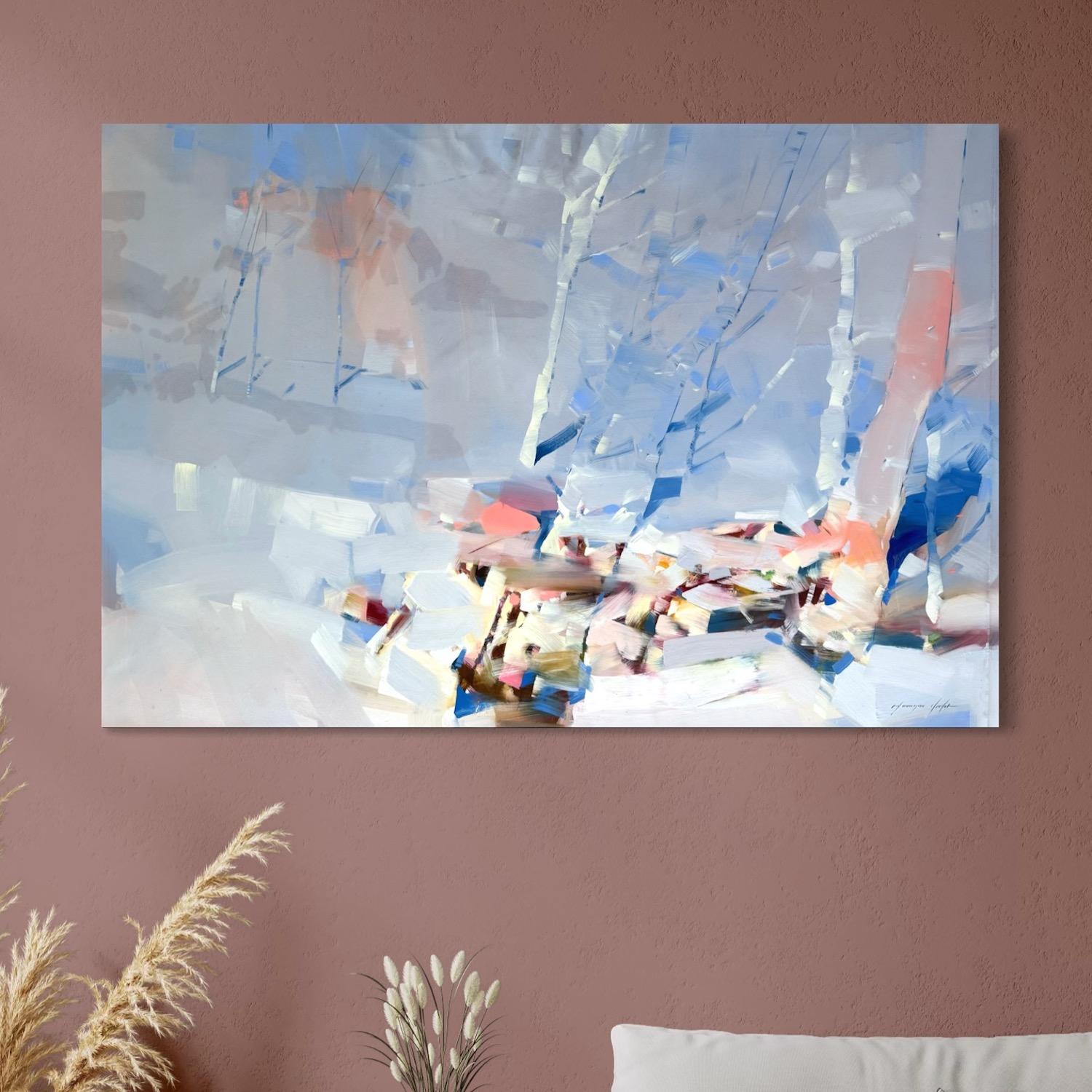 Winter Aspen Landschaft Zeitgenössische Kunst Original Ölgemälde, hängefertig – Painting von Vahe Yeremyan