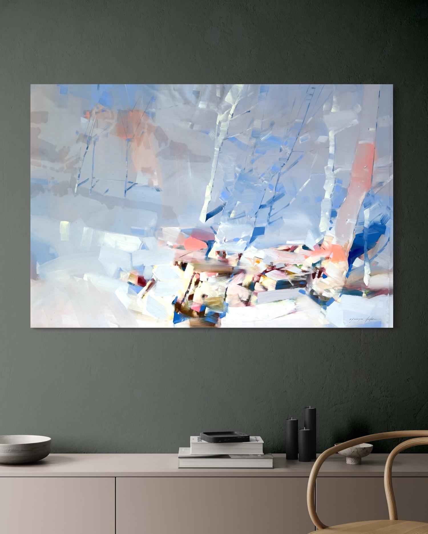 Winter Aspen Landschaft Zeitgenössische Kunst Original Ölgemälde, hängefertig (Impressionismus), Painting, von Vahe Yeremyan