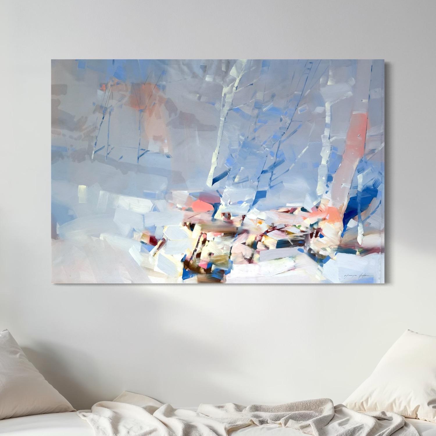 Winter Aspen Landschaft Zeitgenössische Kunst Original Ölgemälde, hängefertig im Angebot 1