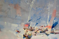 Winter Aspen landscape Contemporary art Original oil Painting, Ready to Hang