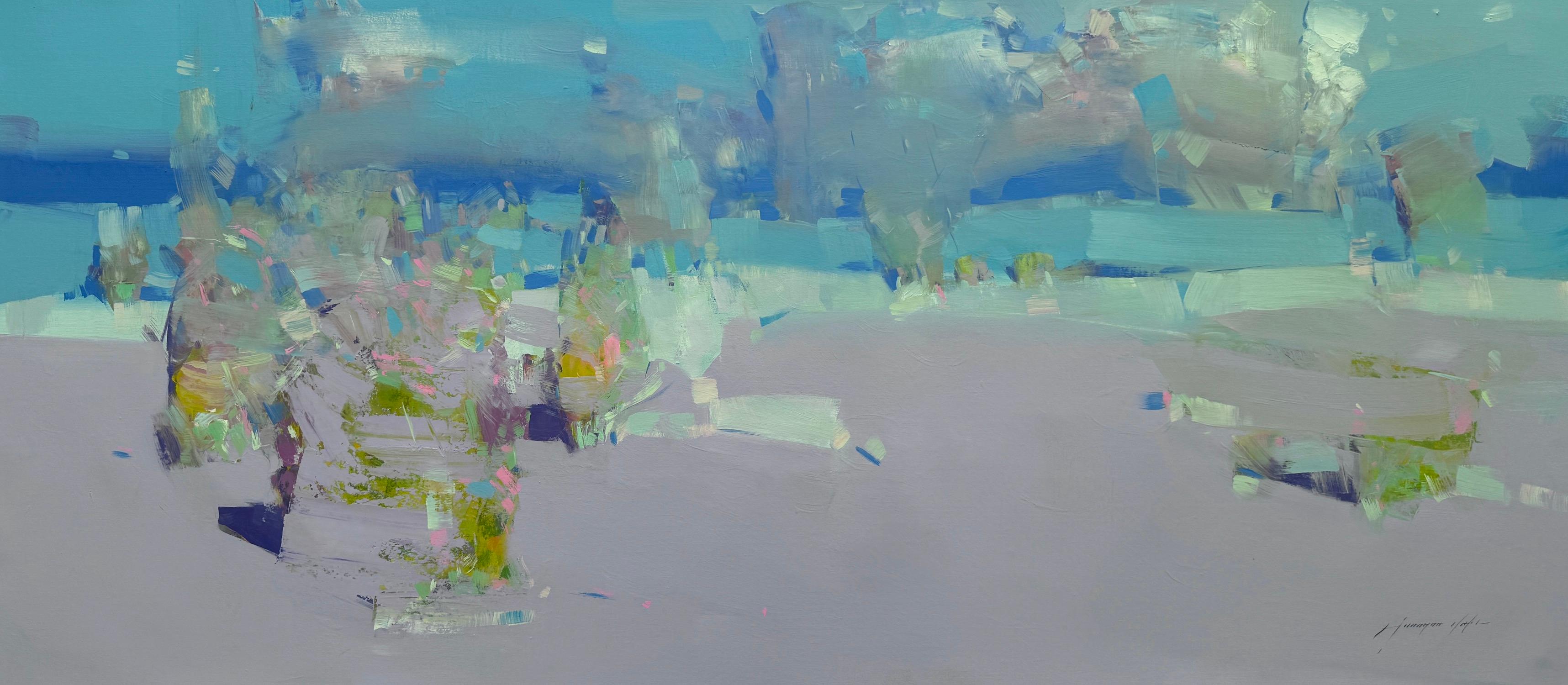 Winter Horizon Landscape Original oil Painting, Ready to Hang