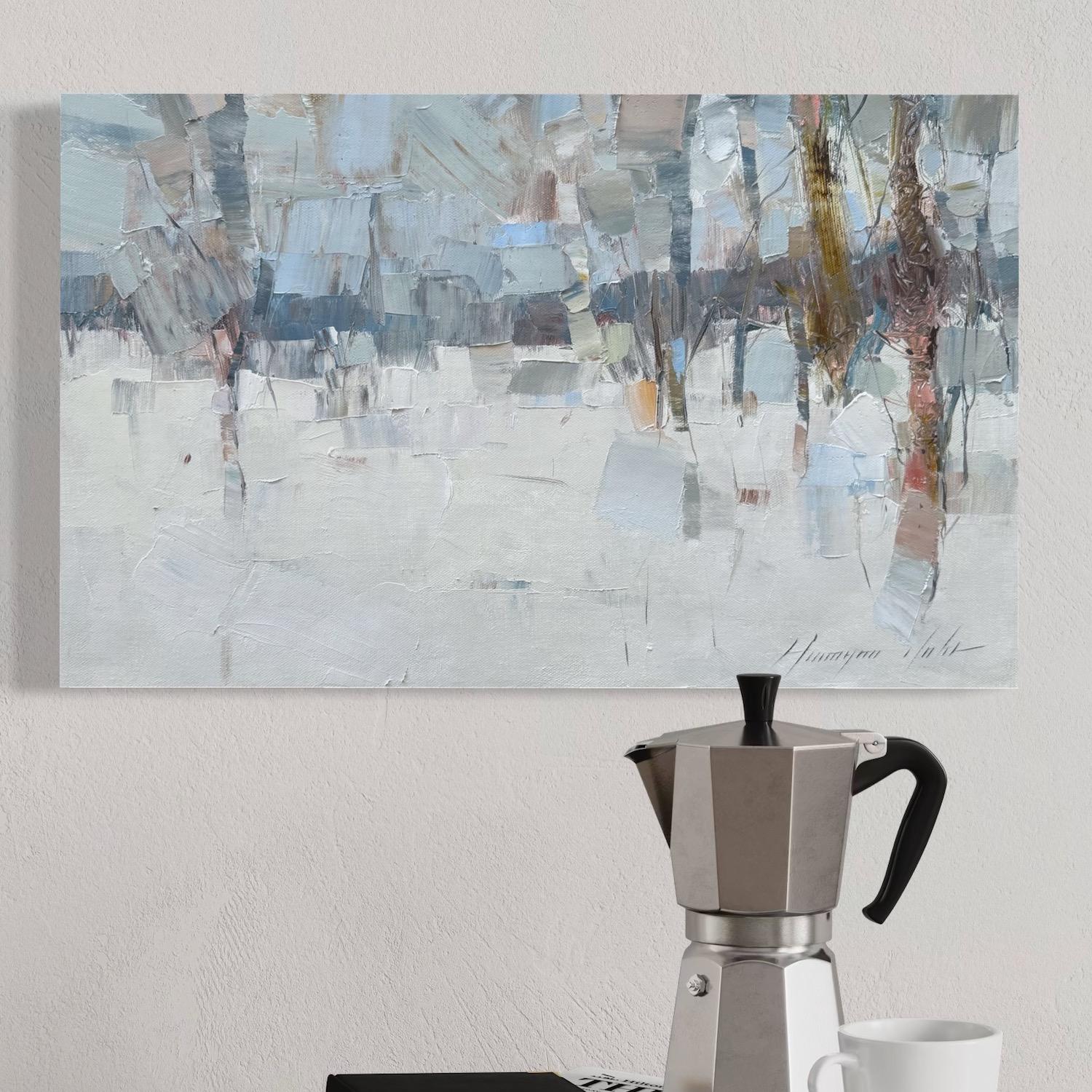 Winter-Impressionismus Originalgemälde zum Aufhängen – Painting von Vahe Yeremyan