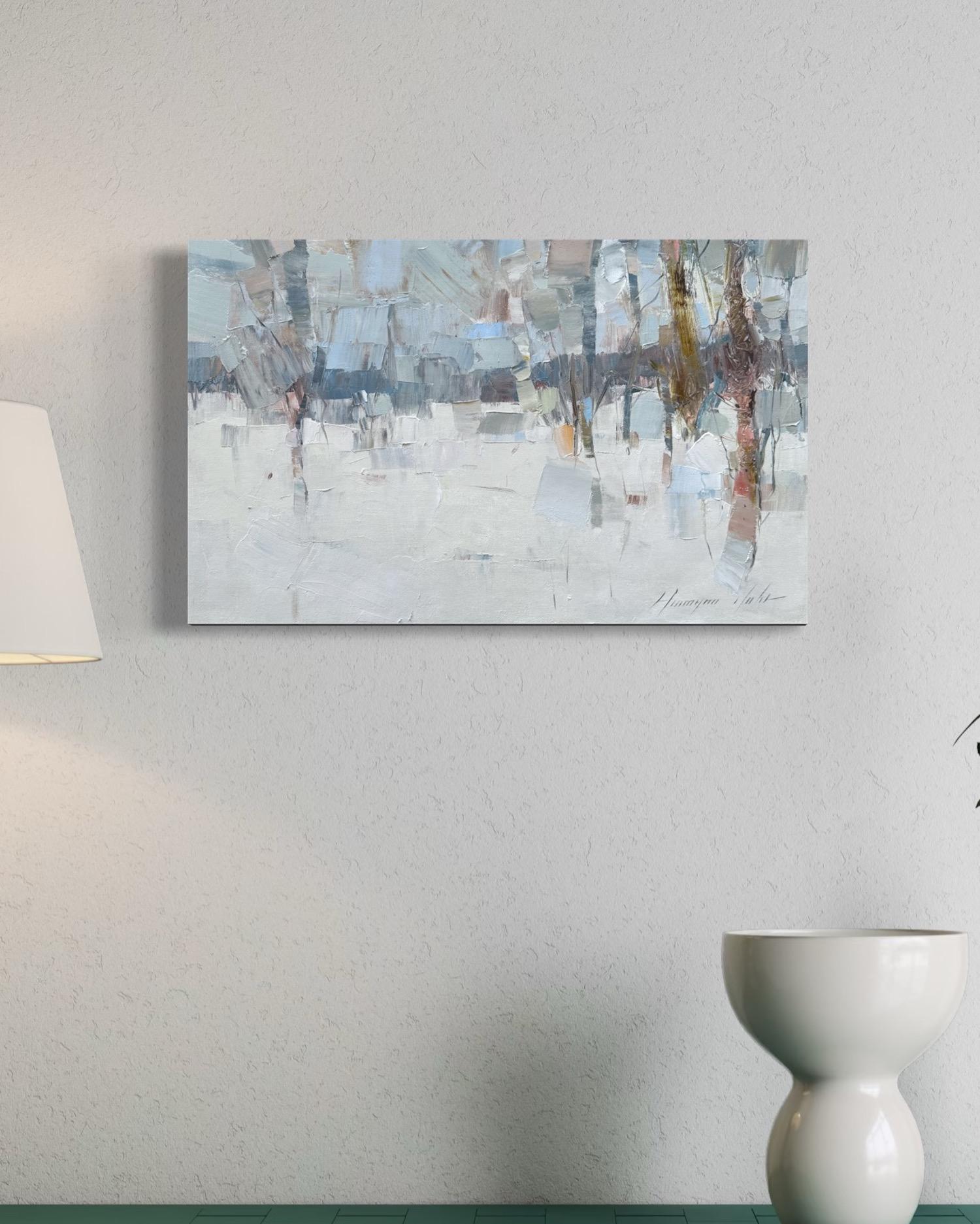 Winter-Impressionismus Originalgemälde zum Aufhängen im Angebot 2