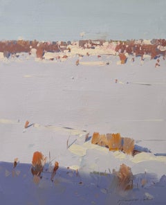 Winter Morning Landscape Impressionism Original oil Painting, Ready to Hang