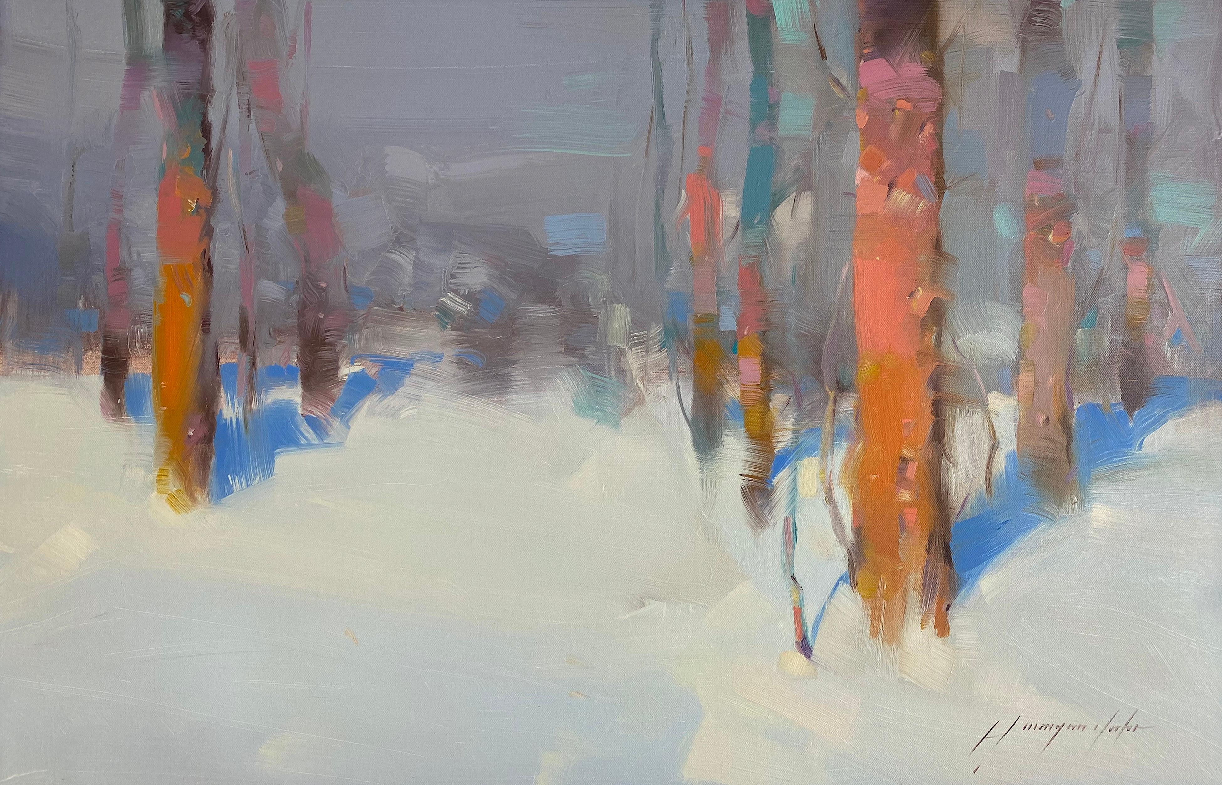 Vahe Yeremyan Landscape Painting – Winter, Landschaft, Original-Ölgemälde in Öl, hängefertig