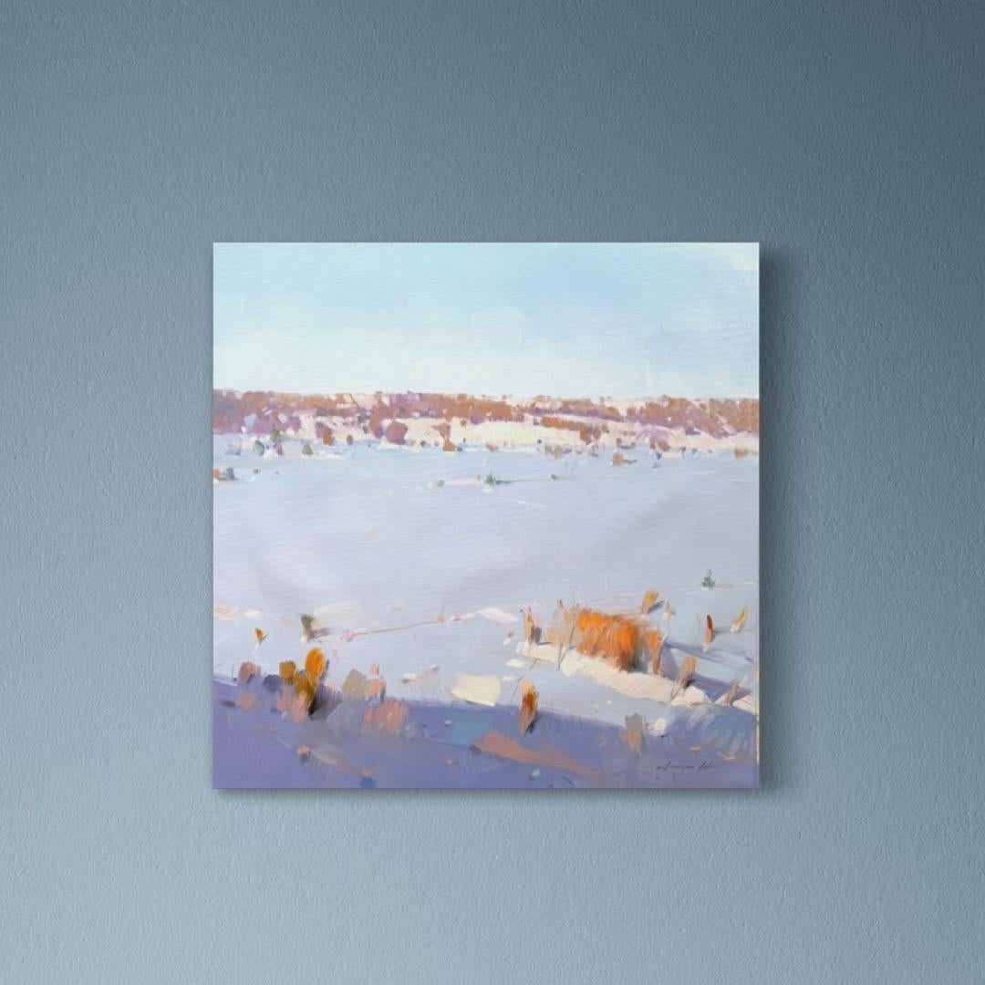 Silencio invernal Paisaje Impresionismo Pintura al óleo original, Lista para colgar - Painting Impresionista de Vahe Yeremyan