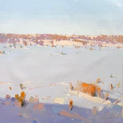 Silencio invernal Paisaje Impresionismo Pintura al óleo original, Lista para colgar