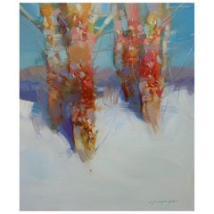 Winter Trees, Landscape Artwork, Original oil Painting, Ready to Hang