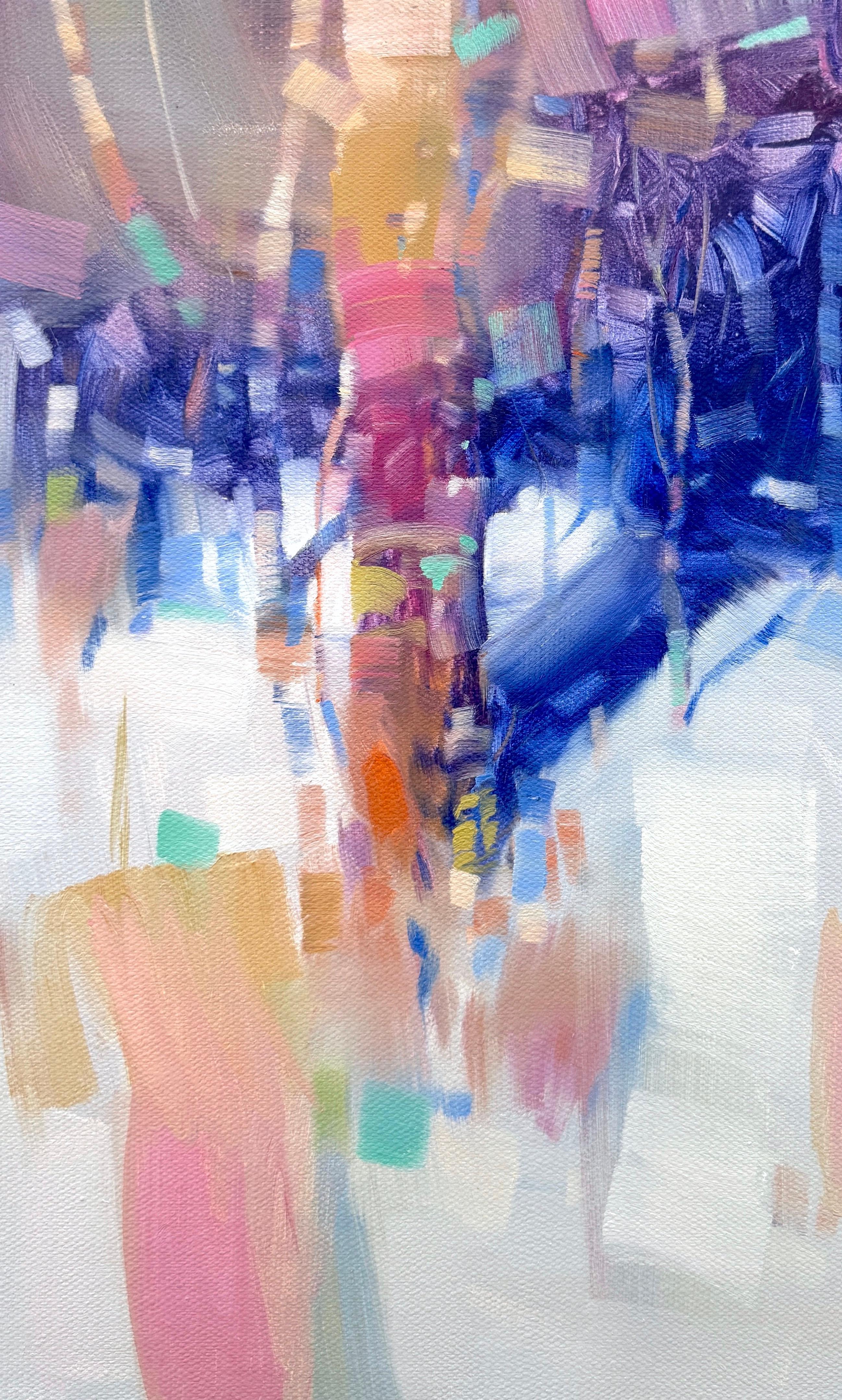 Alberi d'inverno, Impressionismo paesaggistico Pittura ad olio originale, pronta da appendere - Landscape Painting Grigio di Vahe Yeremyan