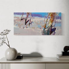 Winter Trees Landscape Original oil Painting, Ready to Hang
