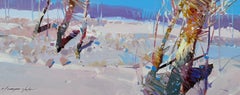 Winter Trees Landscape Original oil Painting, Ready to Hang