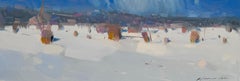 Winter Valley Landscape Impressionism Original oil Painting, Ready to Hang