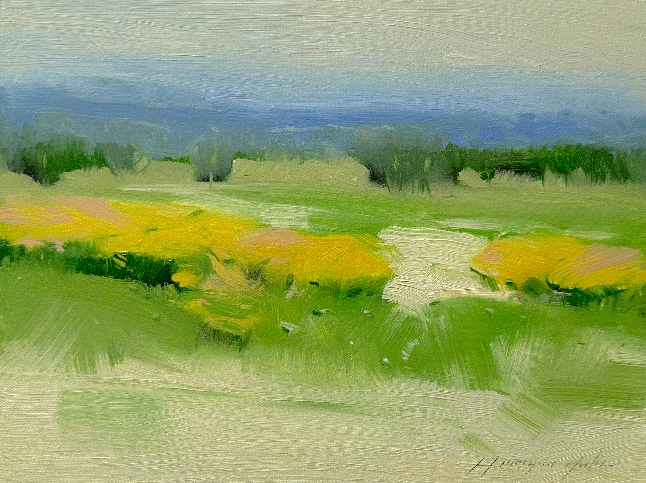 Vahe Yeremyan Landscape Painting - Yellow Flowers, Original oil Painting, Ready to Hang