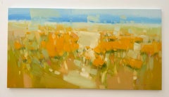 Yellow Glade, Landscape, Impressionism Original oil Painting, Ready to Hang