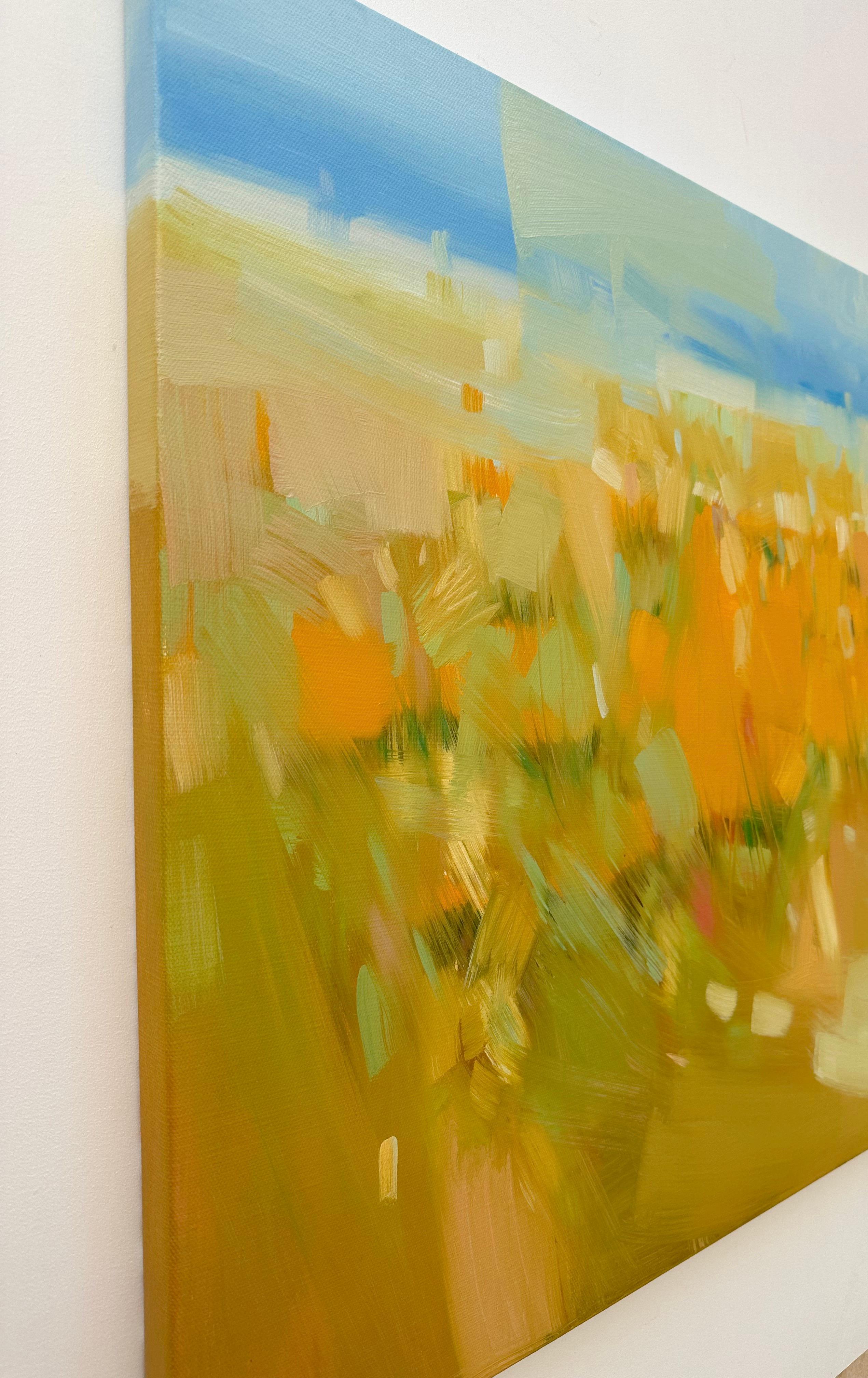 Yellow Glade,  Impressionism Original oil Painting, Ready to Hang For Sale 3