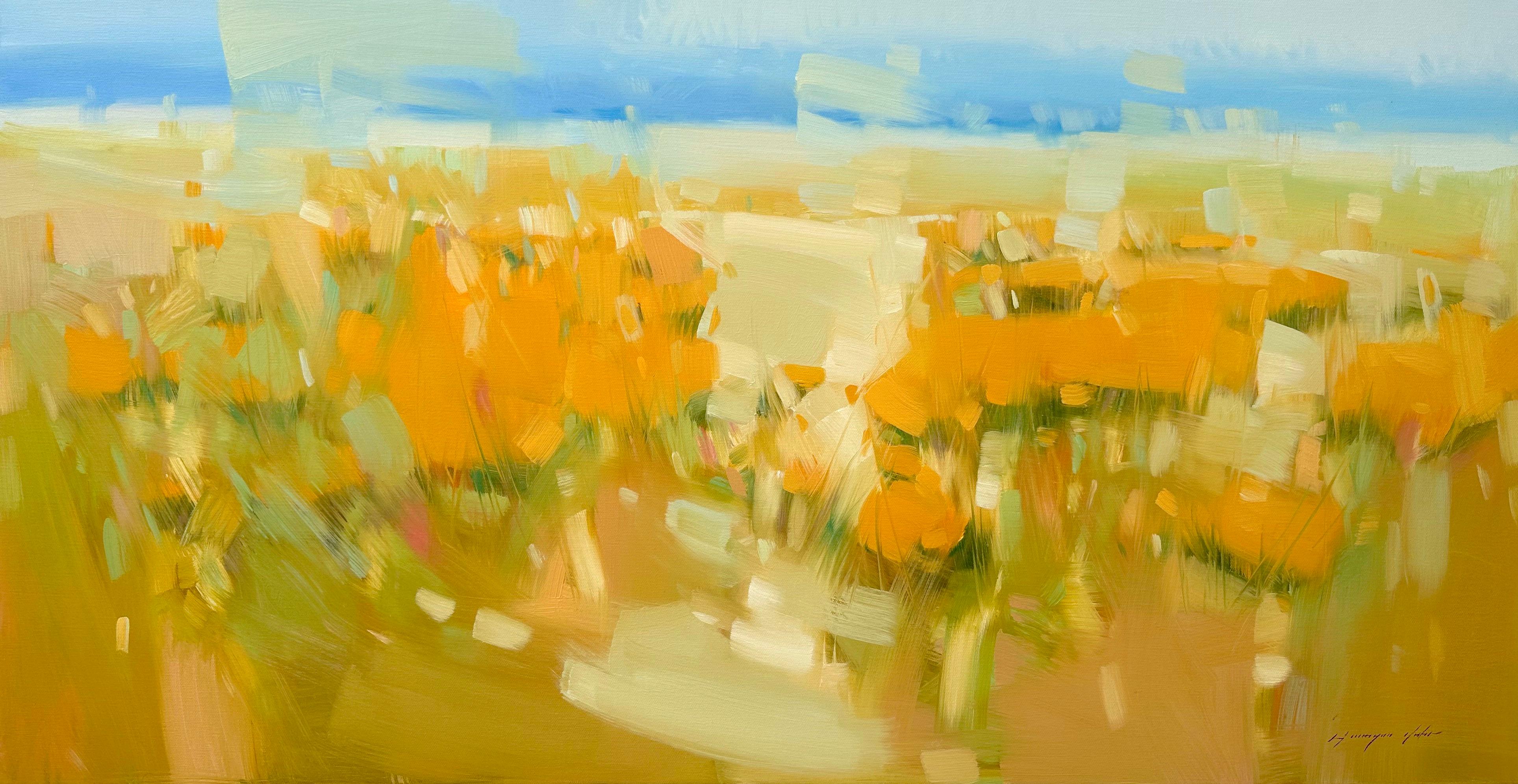 Vahe Yeremyan Landscape Painting - Yellow Glade,  Impressionism Original oil Painting, Ready to Hang