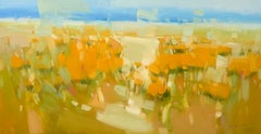 Yellow Glade, Landscape, Impressionism Original oil Painting, Ready to Hang