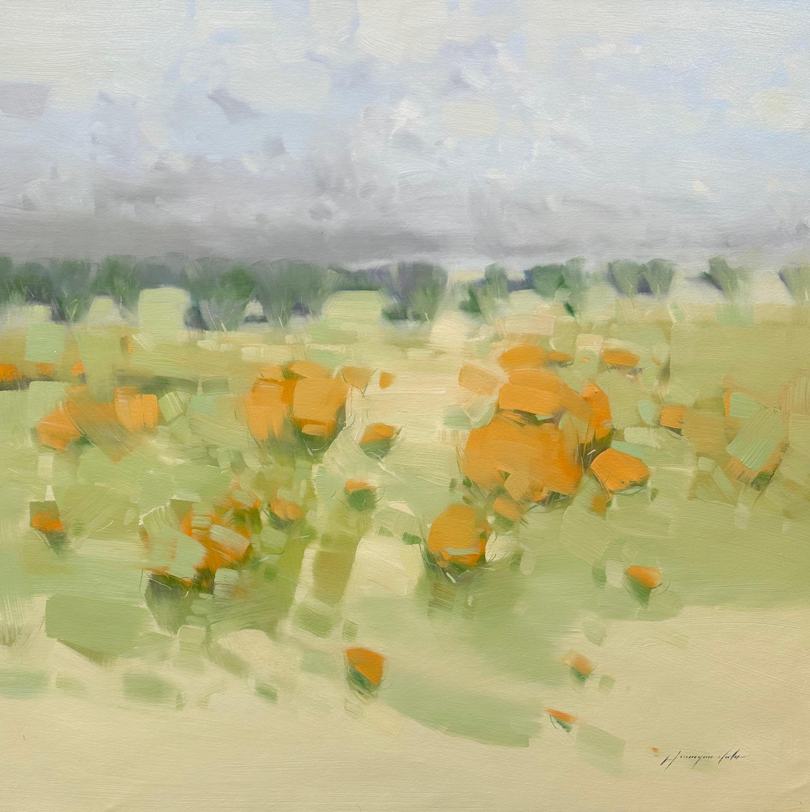 Vahe Yeremyan Abstract Painting - Yellow Hill, Abstract Oil Painting