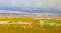 Yellow Hill Landscape Impressionism Original oil Painting, Ready to Hang