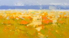 Yellow Poppies Landscape Impressionism Original oil Painting, Ready to Hang