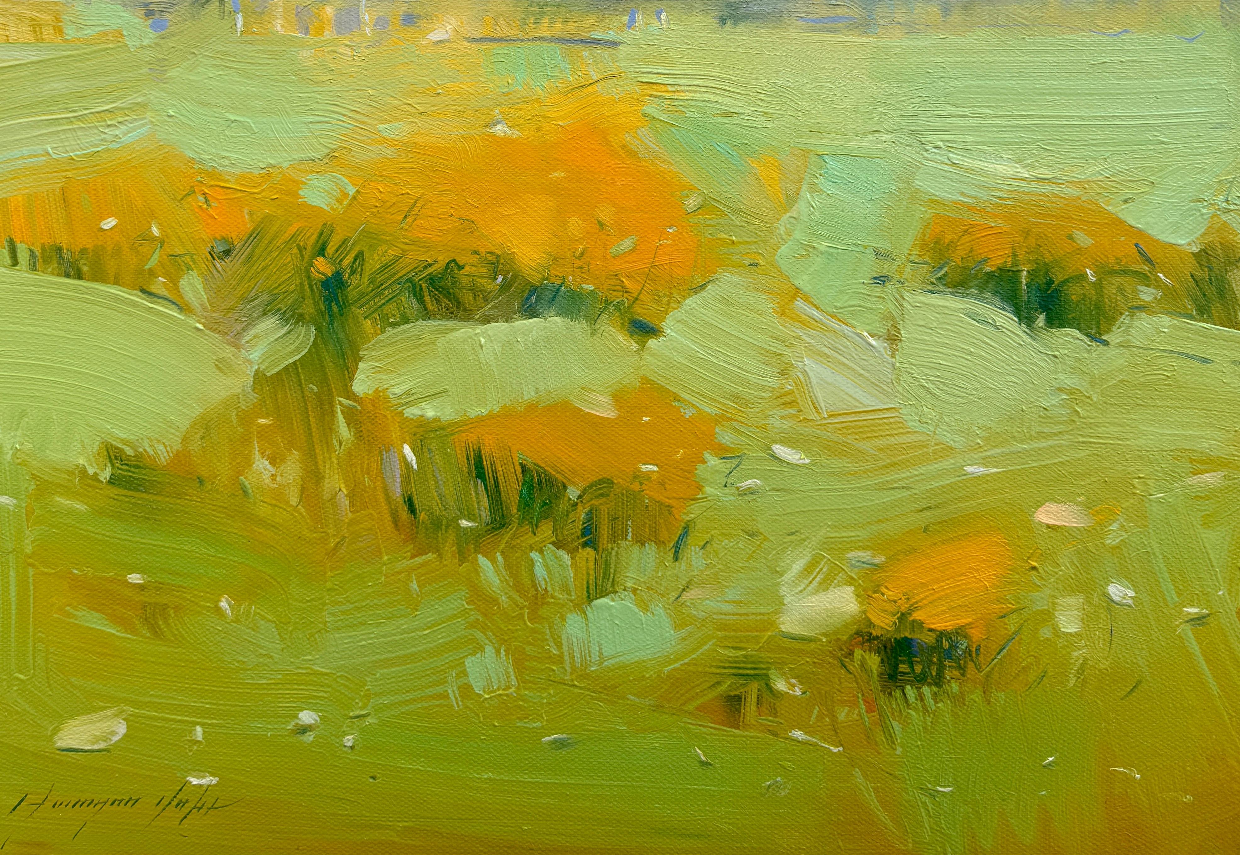 Valle gialla, Paesaggio, Pittura ad olio originale, pronta da appendere - Painting di Vahe Yeremyan