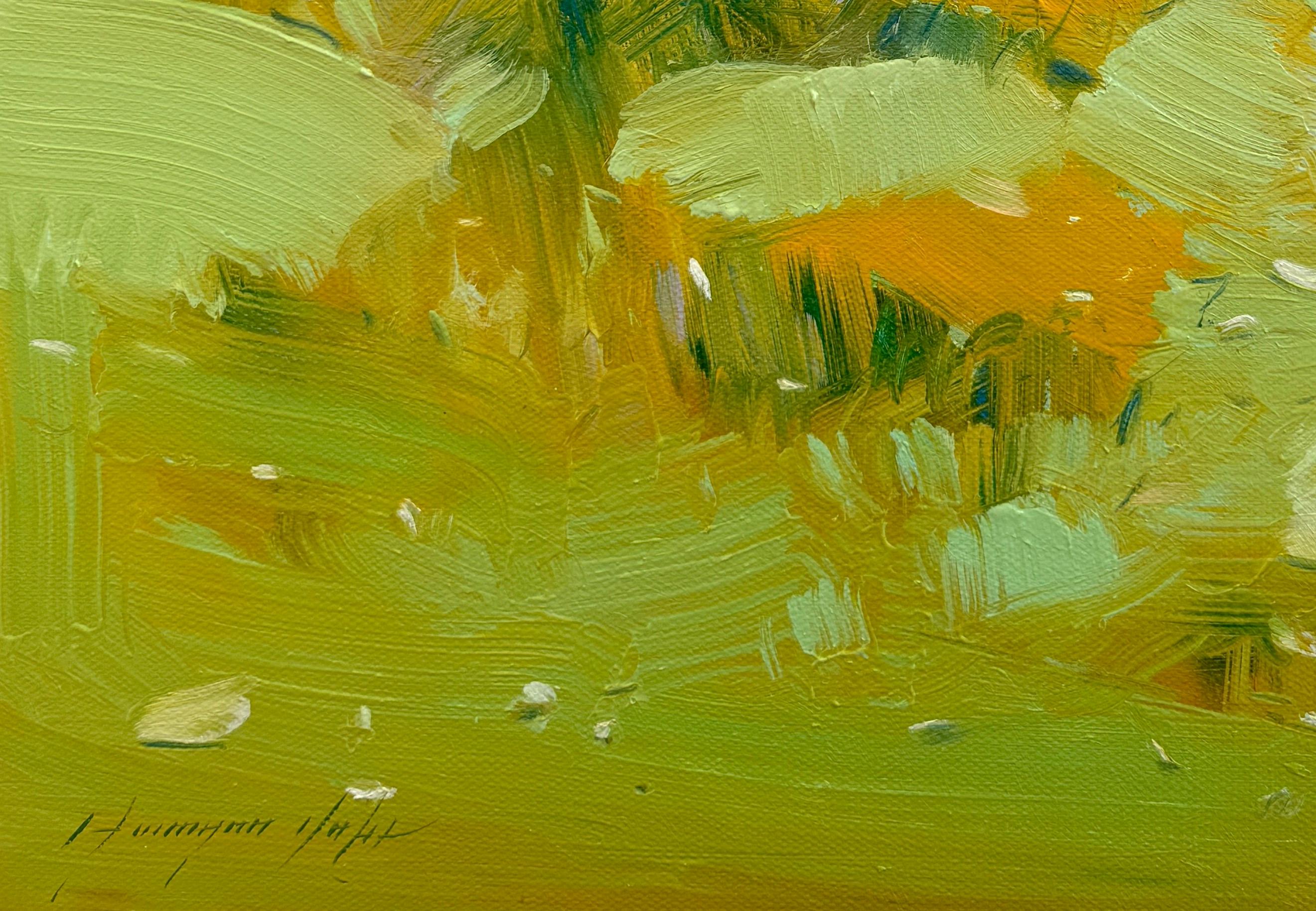Valle gialla, Paesaggio, Pittura ad olio originale, pronta da appendere - Landscape Painting Giallo di Vahe Yeremyan
