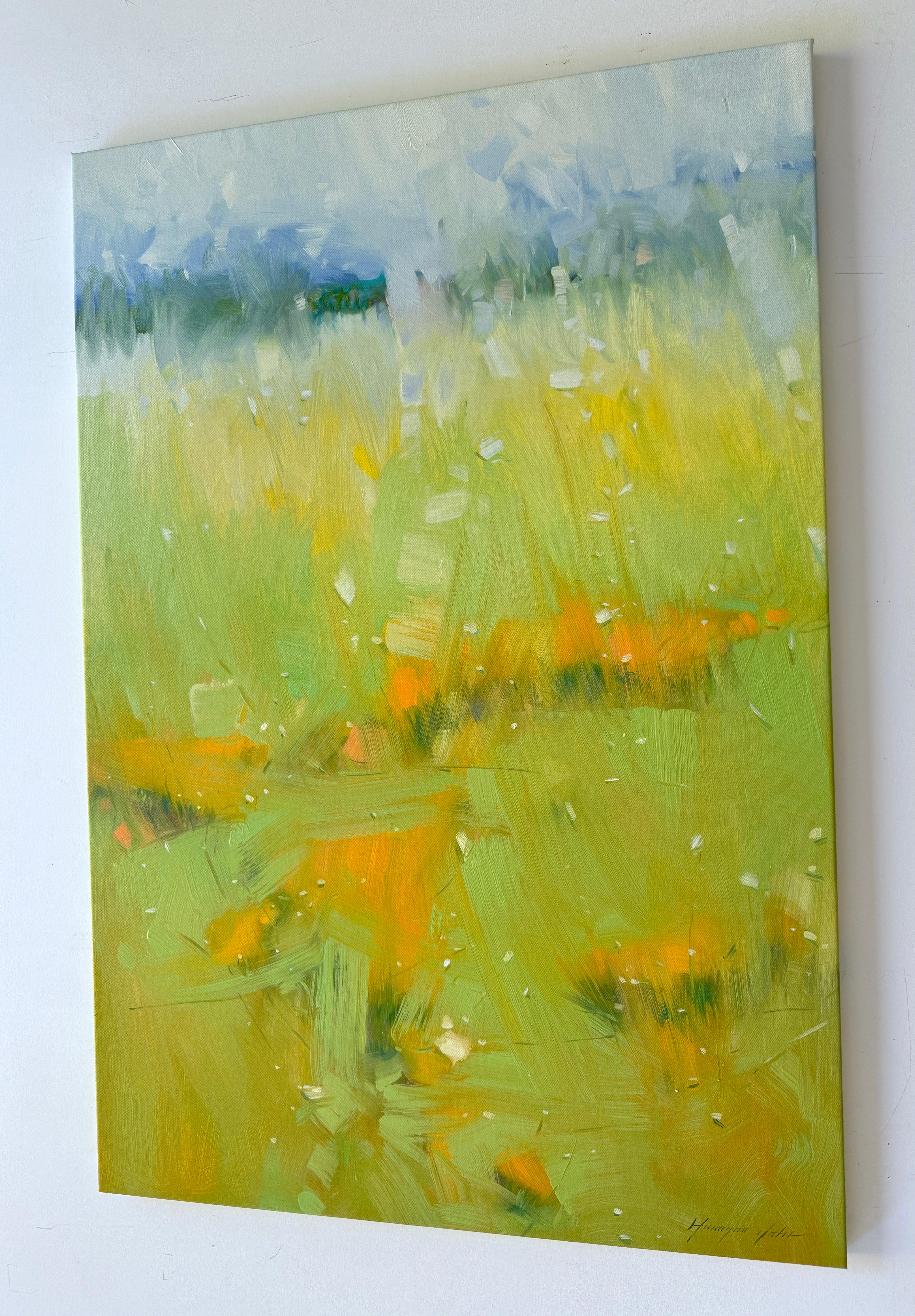 Valle Amarillo, Paisaje, Pintura al óleo original, Lista para colgar, Impresionismo en venta 2