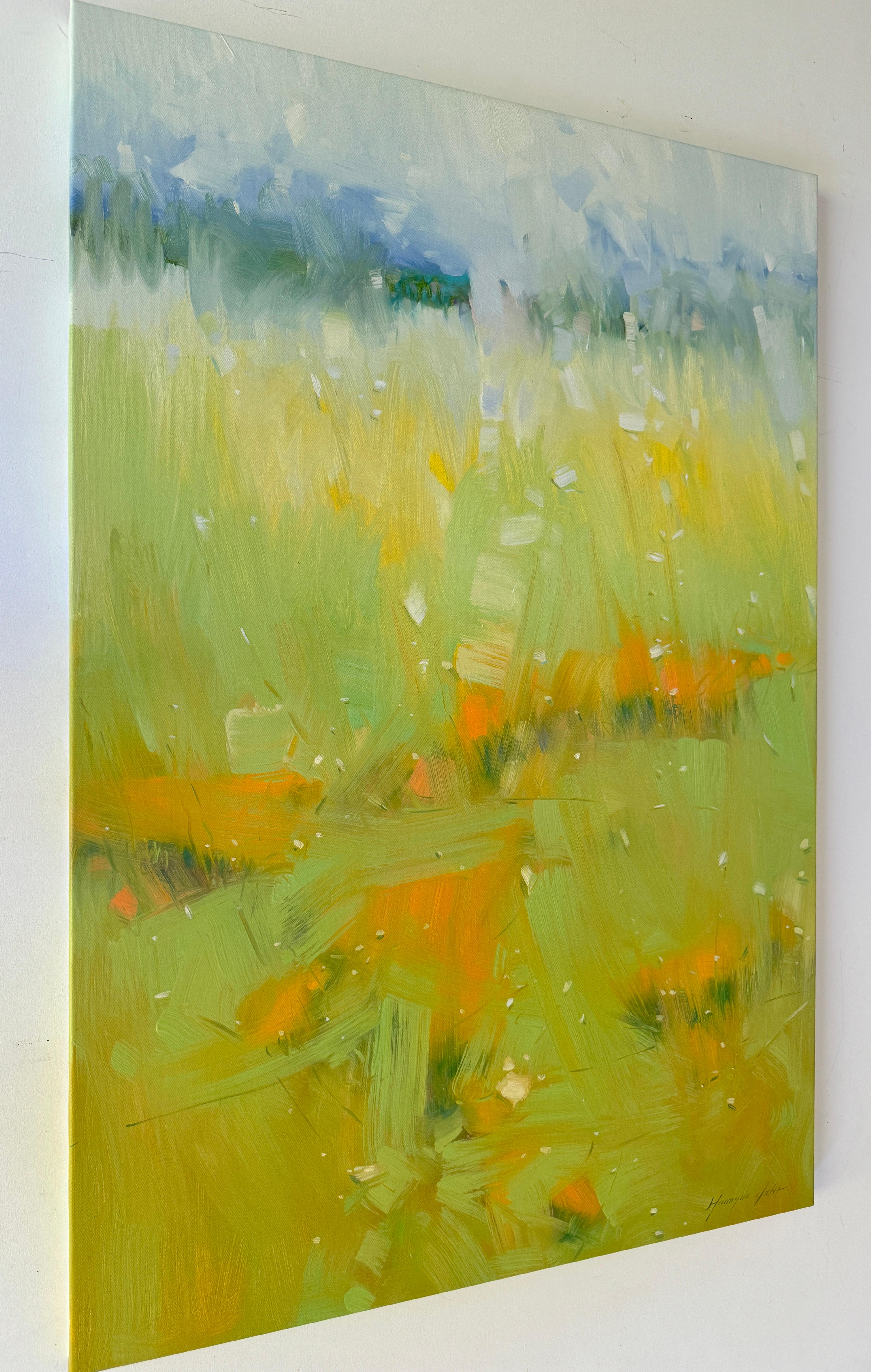Valle Amarillo, Paisaje, Pintura al óleo original, Lista para colgar, Impresionismo en venta 3