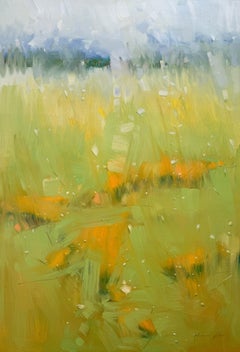 Gelbes Tal, Landschaft, Original-Ölgemälde, fertig zum Hängen, Impressionismus