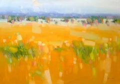 Yellow Valley, impressionnisme, peinture à l'huile originale, prête à être accrochée