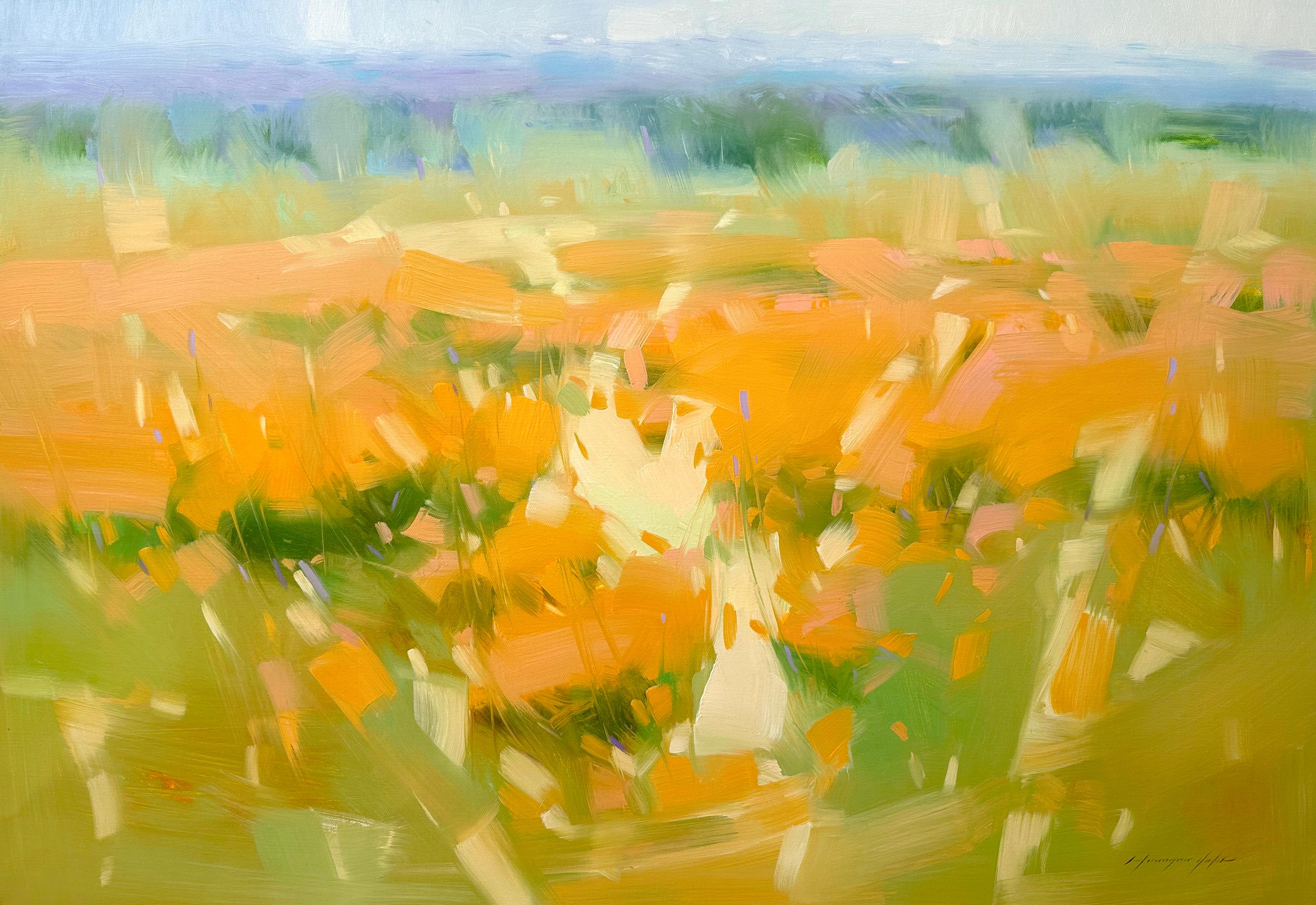 Vahe Yeremyan Landscape Painting - Yellow Waltz, Impressionism, Original oil Painting, Ready to Hang