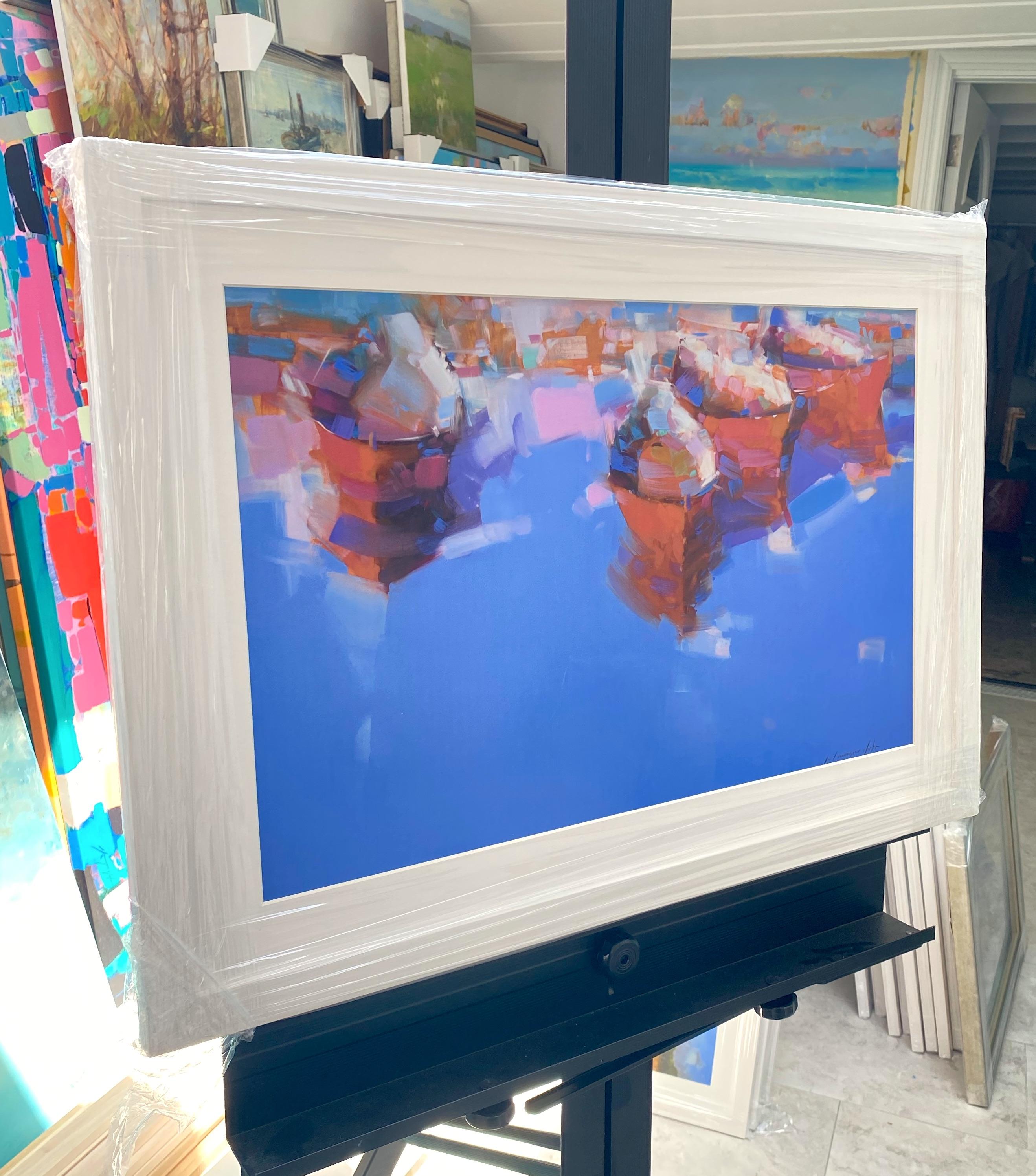 Barcos, Impresión sobre papel, Enmarcado - Landscape Print Azul de Vahe Yeremyan