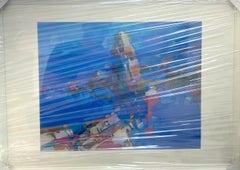 Cliffs in Cobalt, Print on Satin Paper, Framed