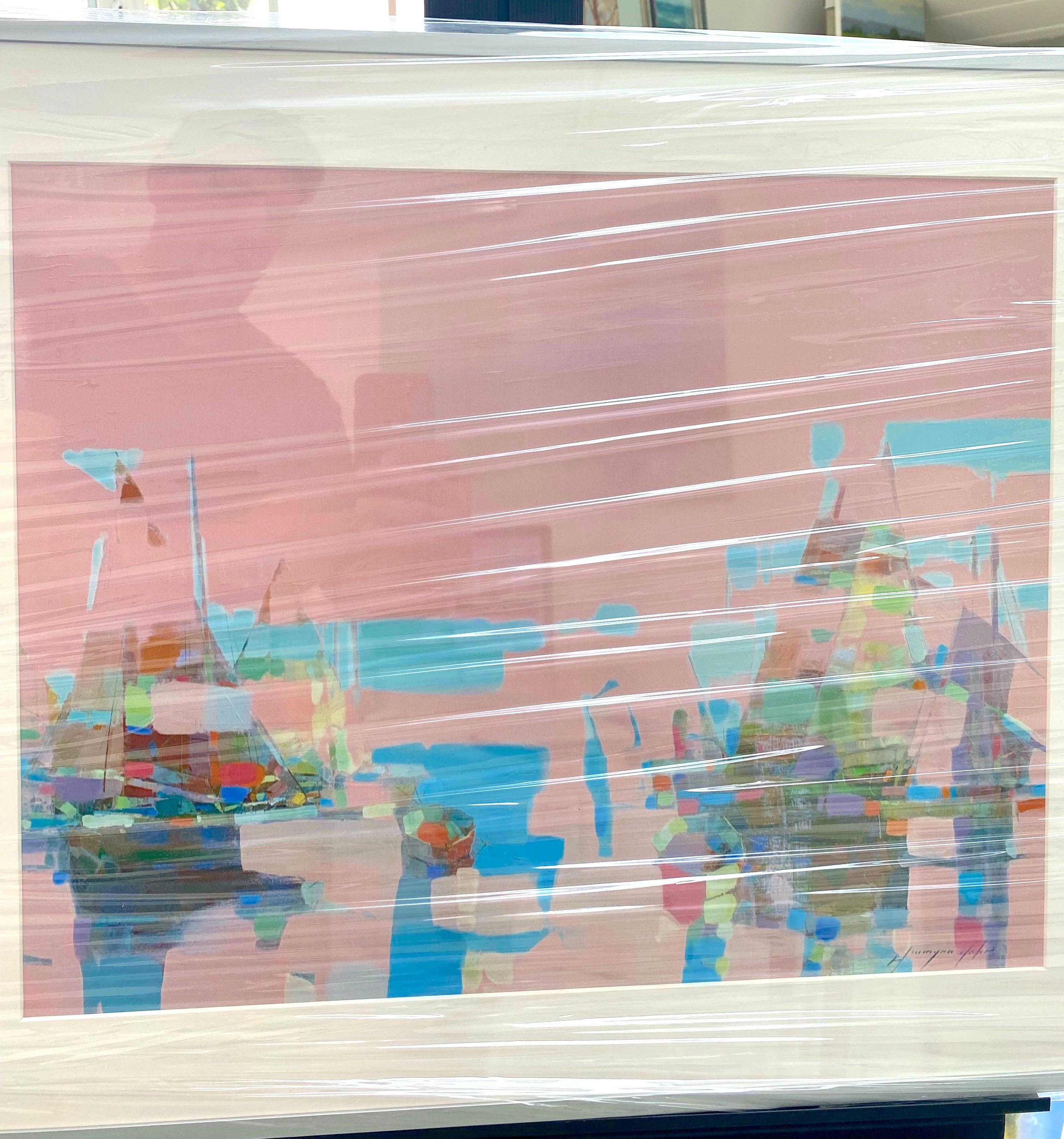 Pink Harbor, Print on Satin Paper, Framed 1