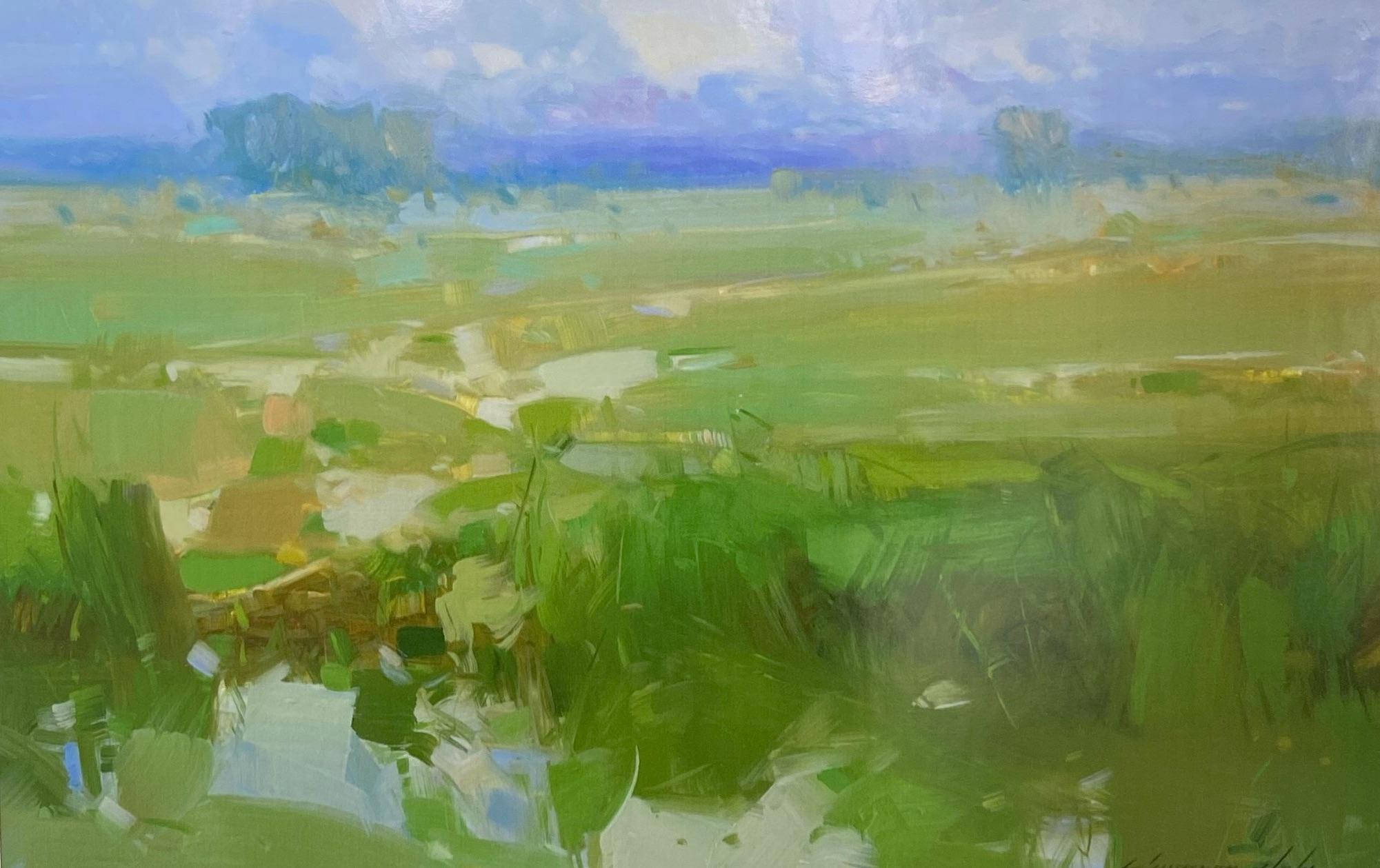 Vahe Yeremyan Landscape Print - Summer Field, Print on Paper, Framed