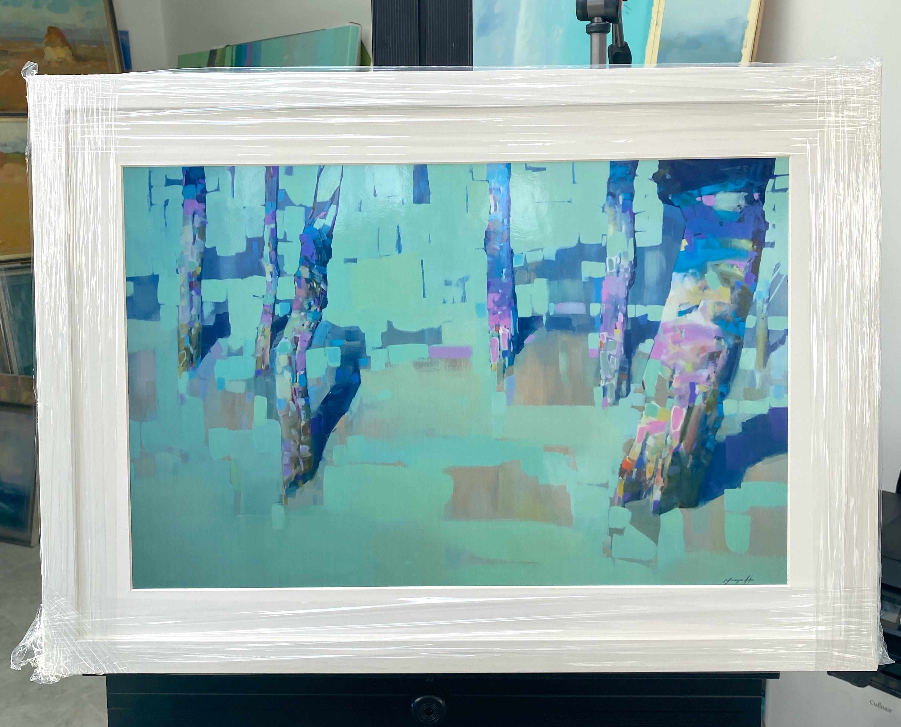 Upbeat Attitude, Print on Paper, Framed - Blue Landscape Print by Vahe Yeremyan