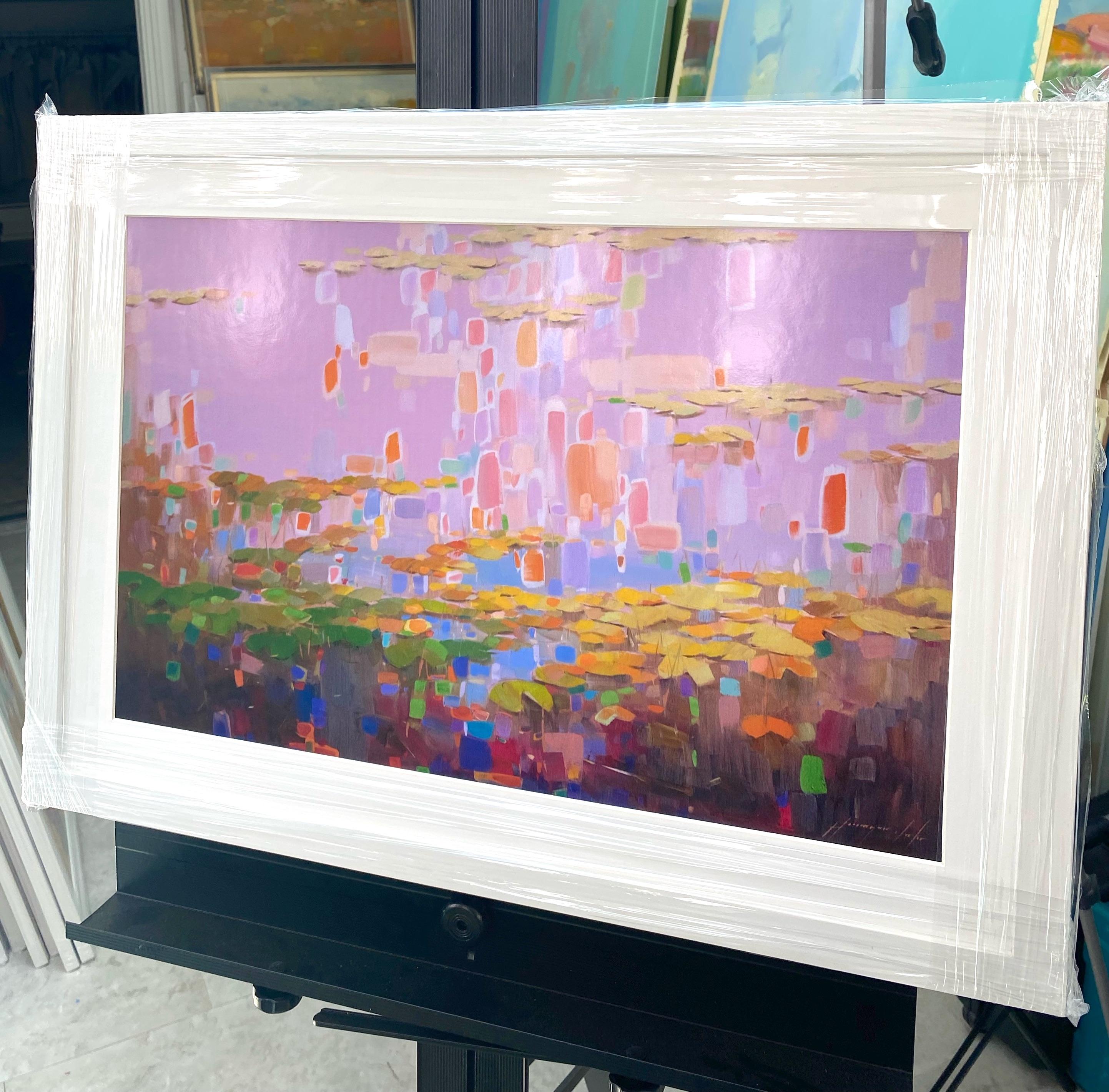 Waterlilies, Print on Paper, Framed - Gray Landscape Print by Vahe Yeremyan