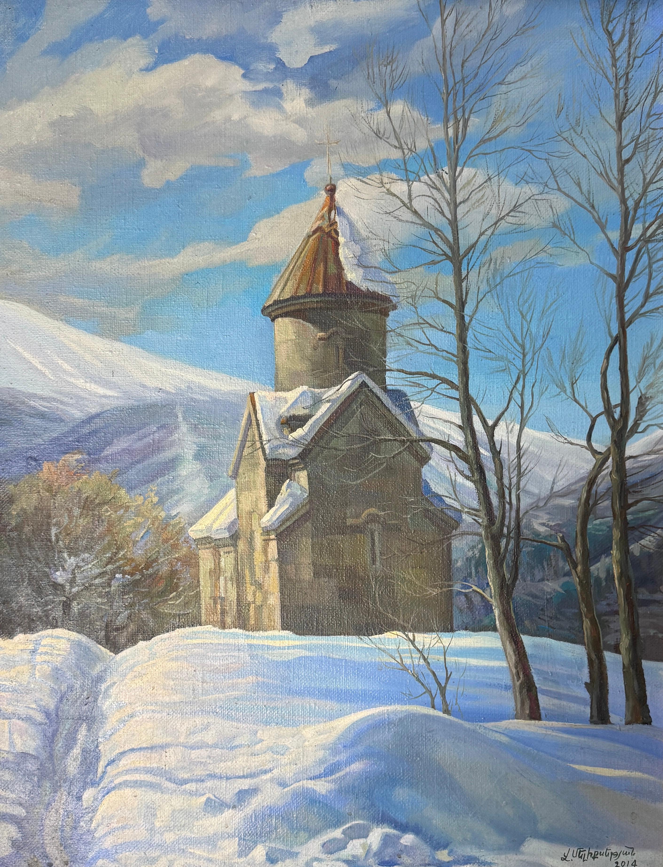 Landscape Painting de Vahram Meliqsetyan - Iglesia armenia Paisaje Impresionismo Pintura al óleo original, Lista para colgar