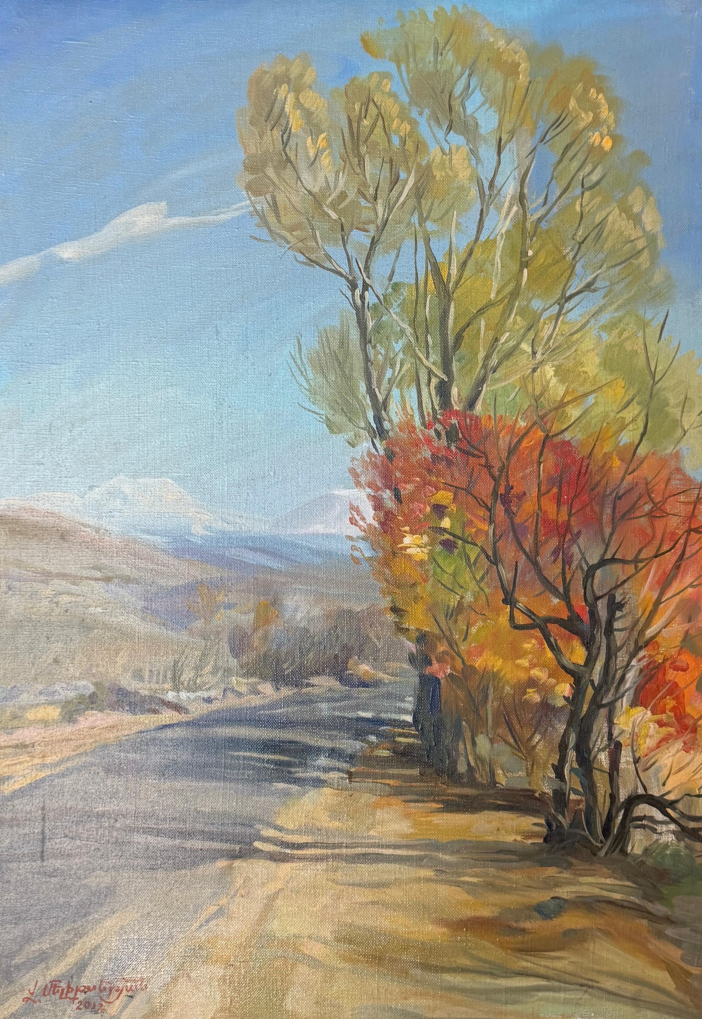 Vahram Meliqsetyan Landscape Painting – Herbstlandschaft Impressionismus Original Ölgemälde, hängefertig